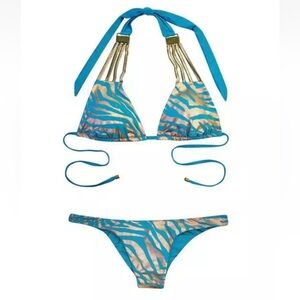 NWT beach bunny take the reins turquoise bikini